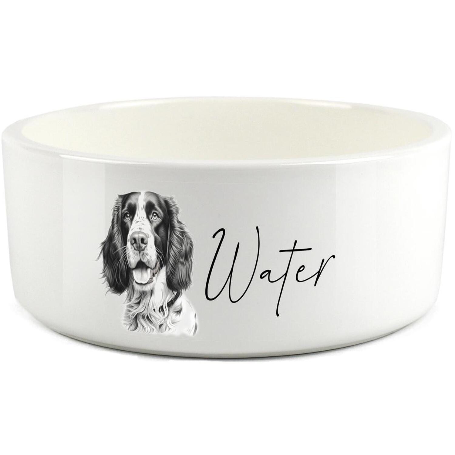 Springer Spaniel Pet Water Bowl - Ceramic Sketch Dog Water Dish Gifts - Image 2