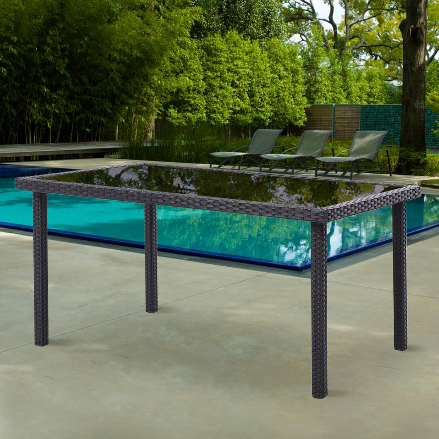 Livingandhome - Outdoor Rattan Coffee Table Garden Furniture - Black thumbnail