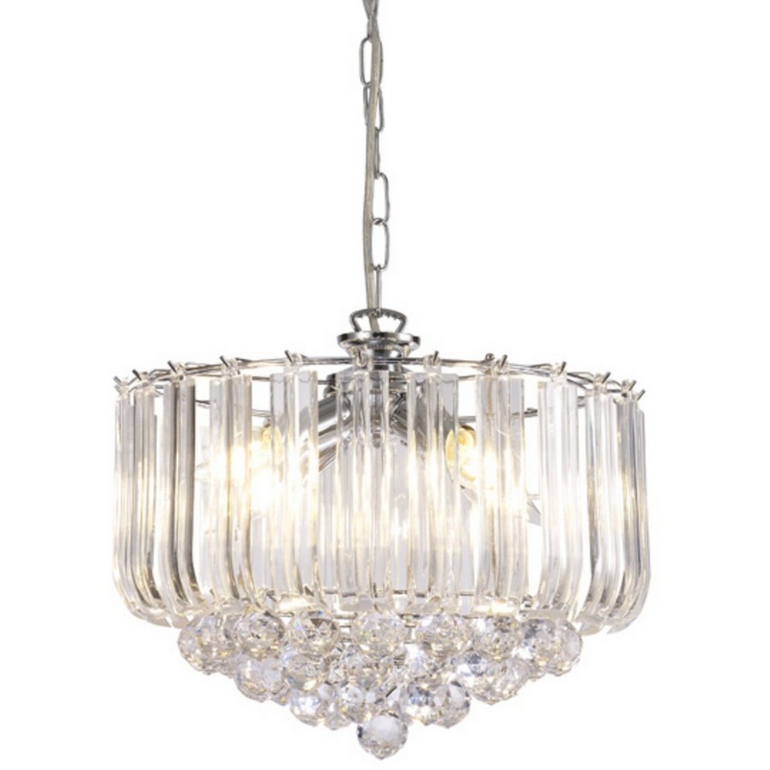 Lana Acrylic Crystal with Spheres, 3 Light E14 Polished Chrome - Polished Chrome