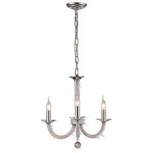 Elena Ceiling Pendant Chandelier 3 Light Polished Chrome, Crystal