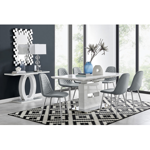 Arezzo Large Extending Dining Table with 6 Corona Silver Leg Chairs