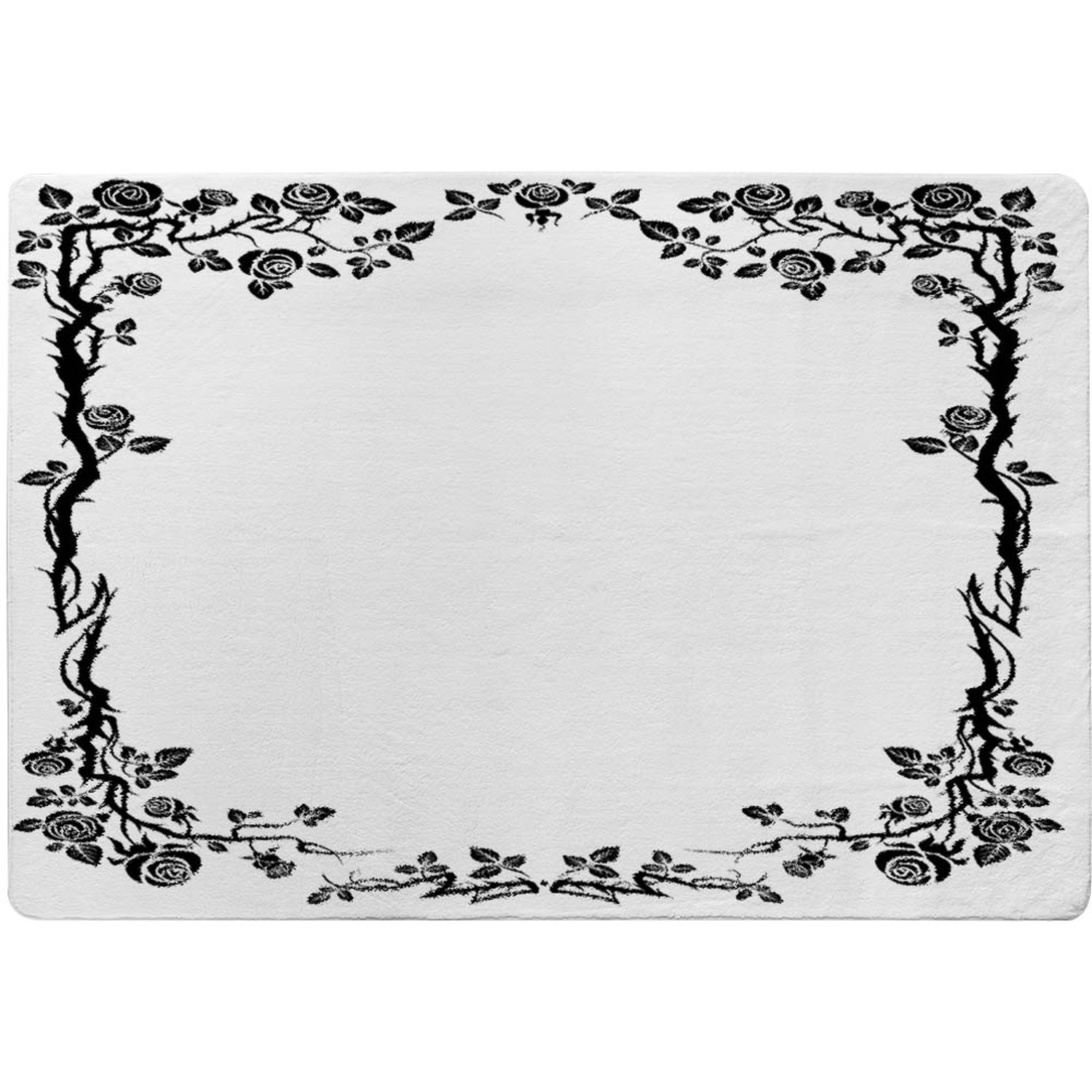 Rose  Vine Silhouette Designer Rug - Black / 200cm thumbnail