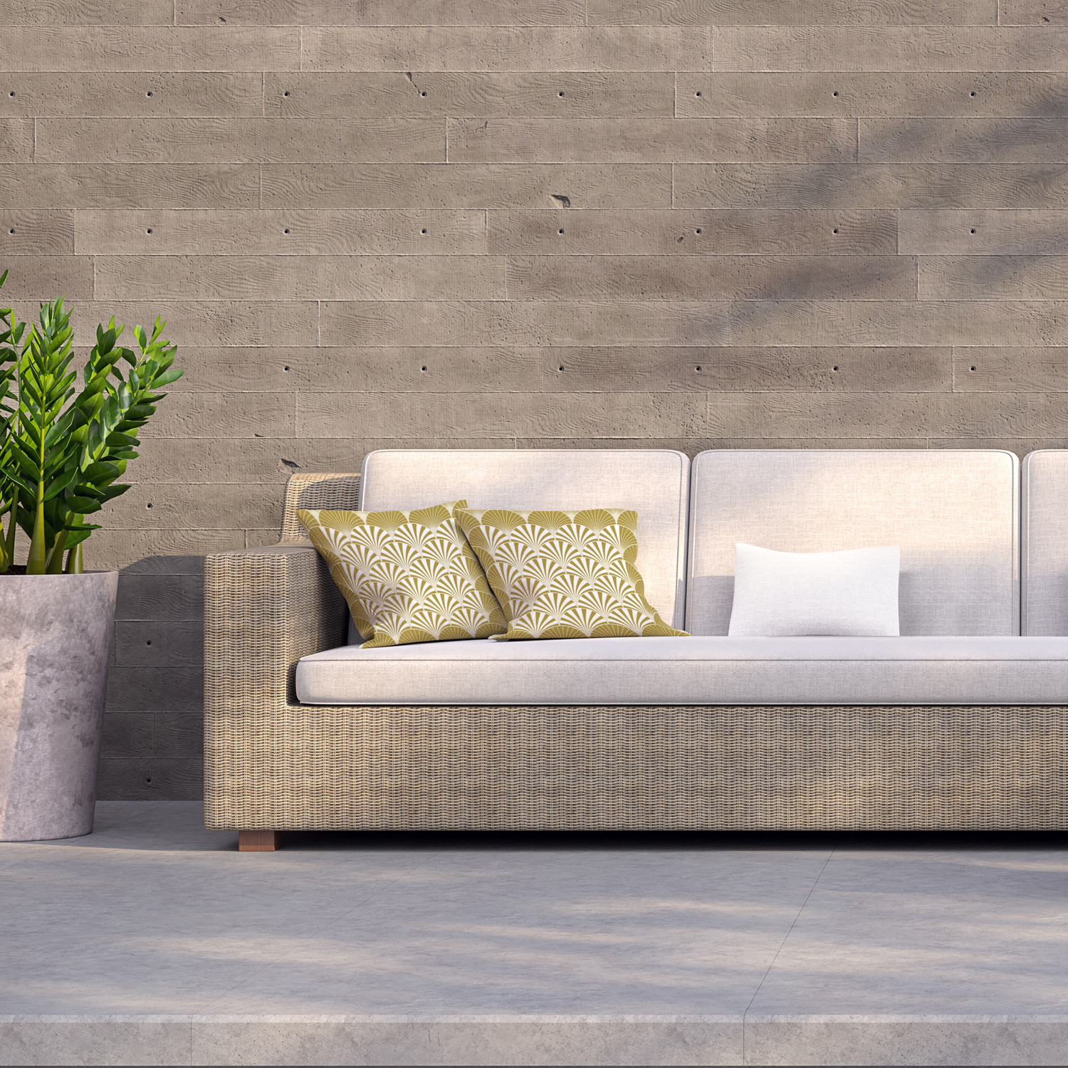 Golden Semi Circles Outdoor Cushion - Yellow / 60cm