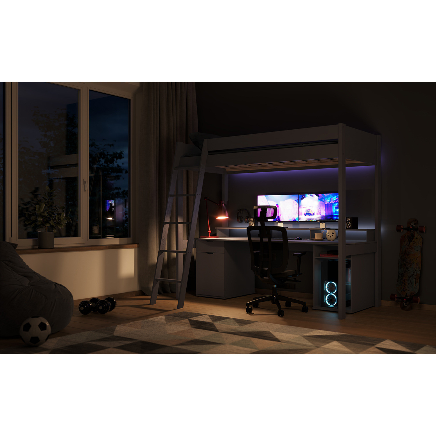Tera Gaming High Sleeper Bed Grey - Grey