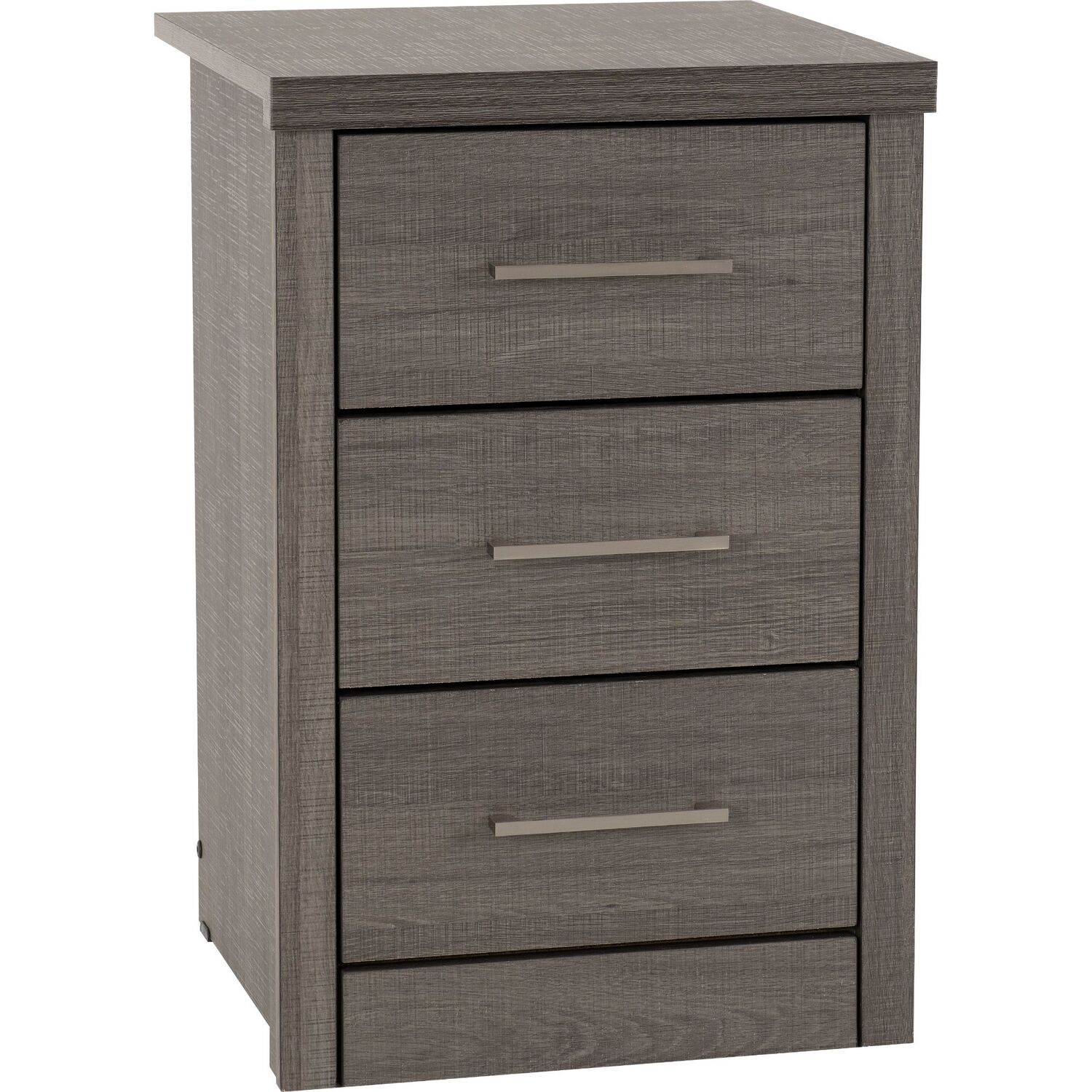 Seconique - Lisbon 3 Drawer Bedside Chest - Black Wood Grain thumbnail