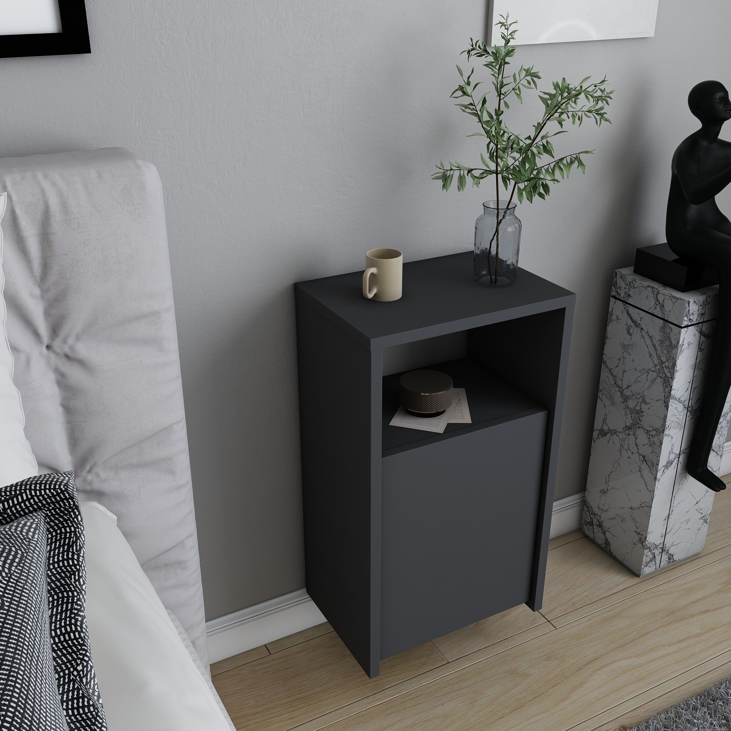Carlin Floating Bedside Table - Anthracite