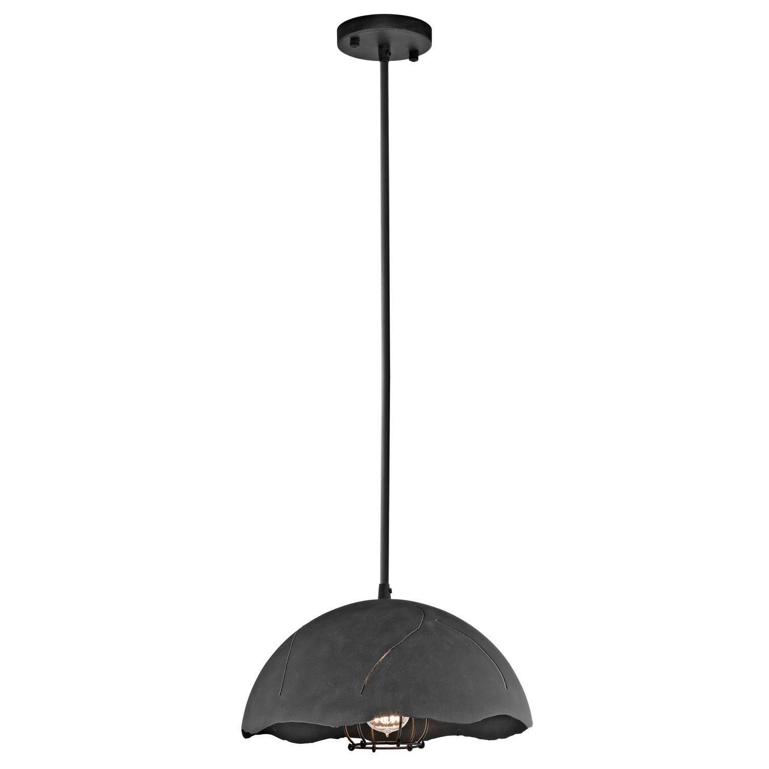 Fracture 1 Light Dome Ceiling Pendant Weathered Zinc, E27 - Weathered Zinc