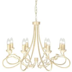 Olivia 8 Light Chandelier Ivory, Gold Finish, E14