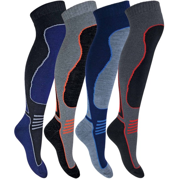 4 Pairs Mens  Ladies Long Knee High Wool Blend Ski Socks
