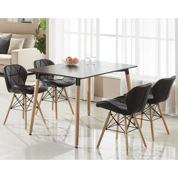 Set of 4 Cecilia Eiffel Faux Leather Dining Chairs Padded with Button Detail