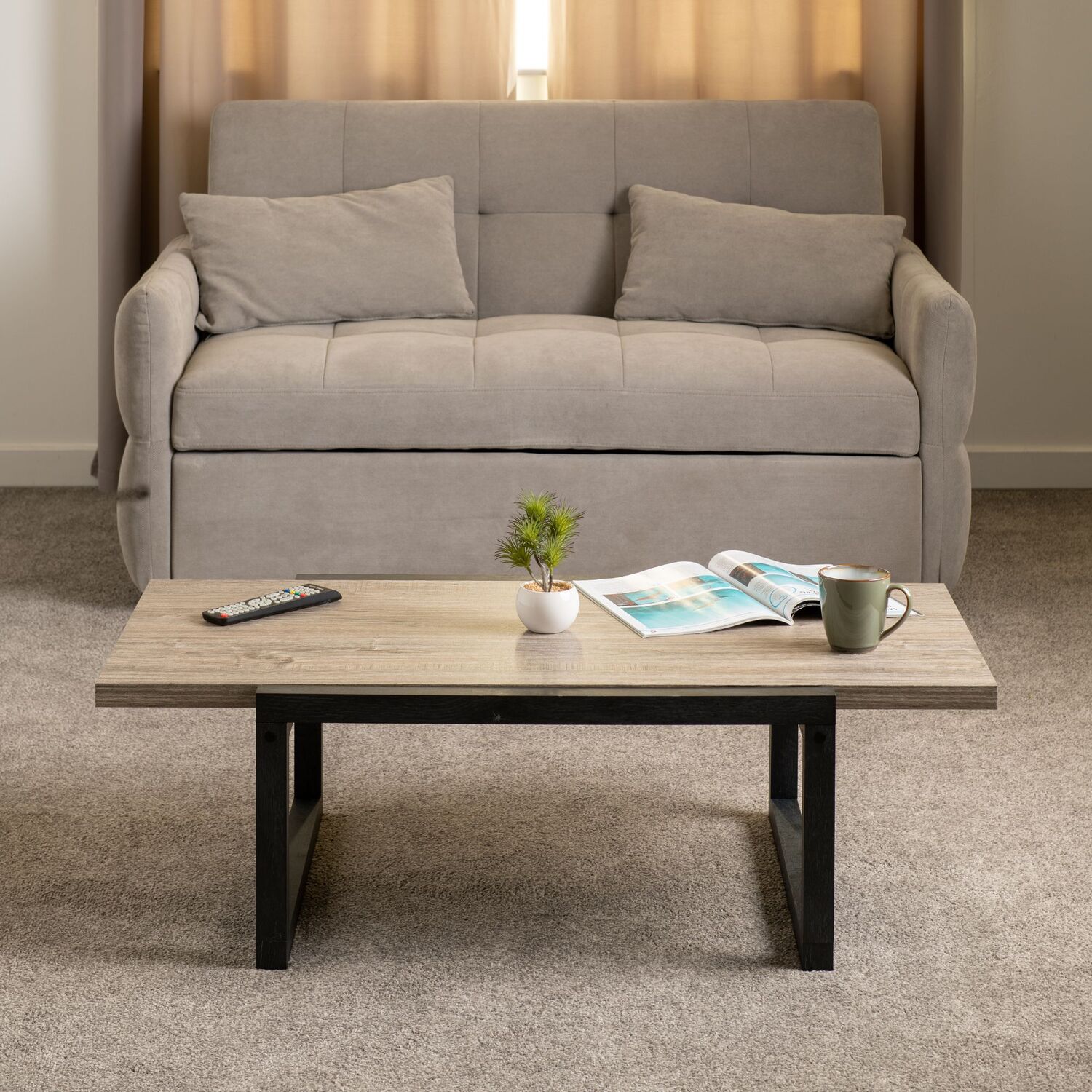 Seconique - Selma Coffee Table - Medium oak and black oak effect thumbnail