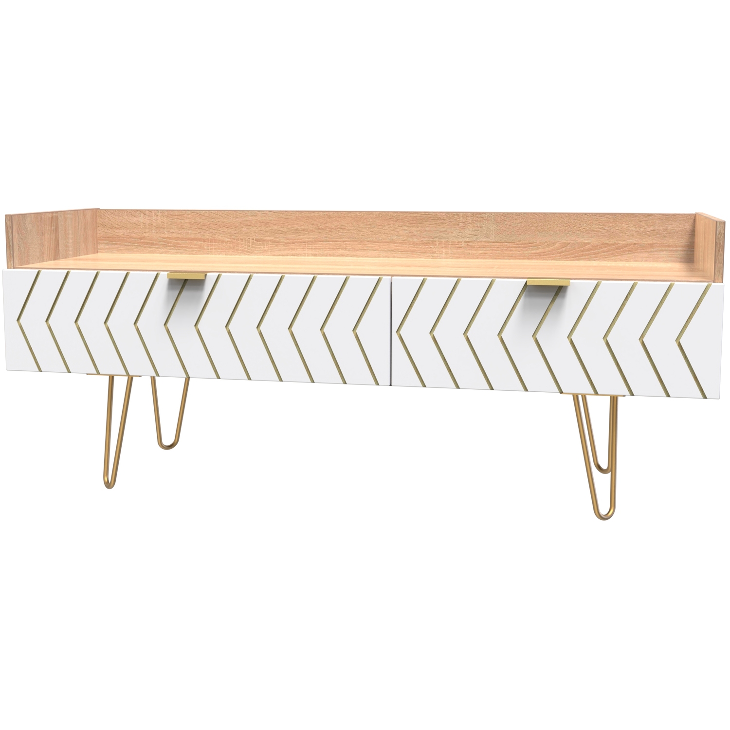 Hong Kong Media Console Unit - Jigsaw White Bardolino Oak