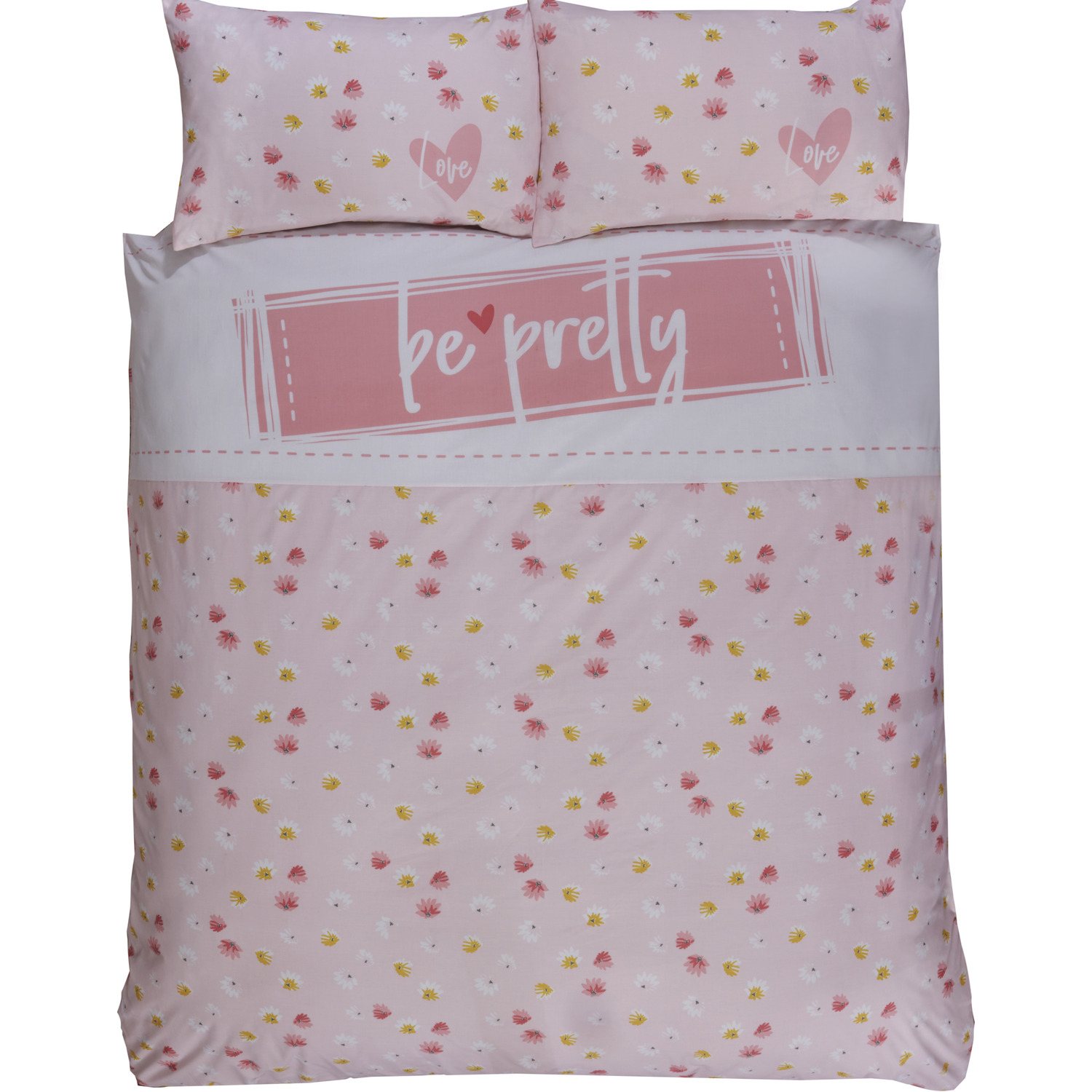 Be Pretty Polycotton Duvet Set With Pillowcase - Pink King