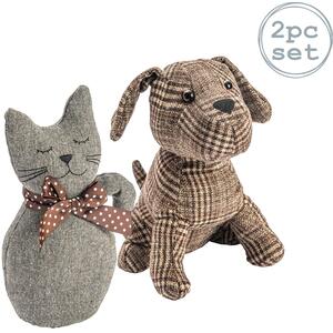 Cat  Dog Door Stops Set Milo  Jasper