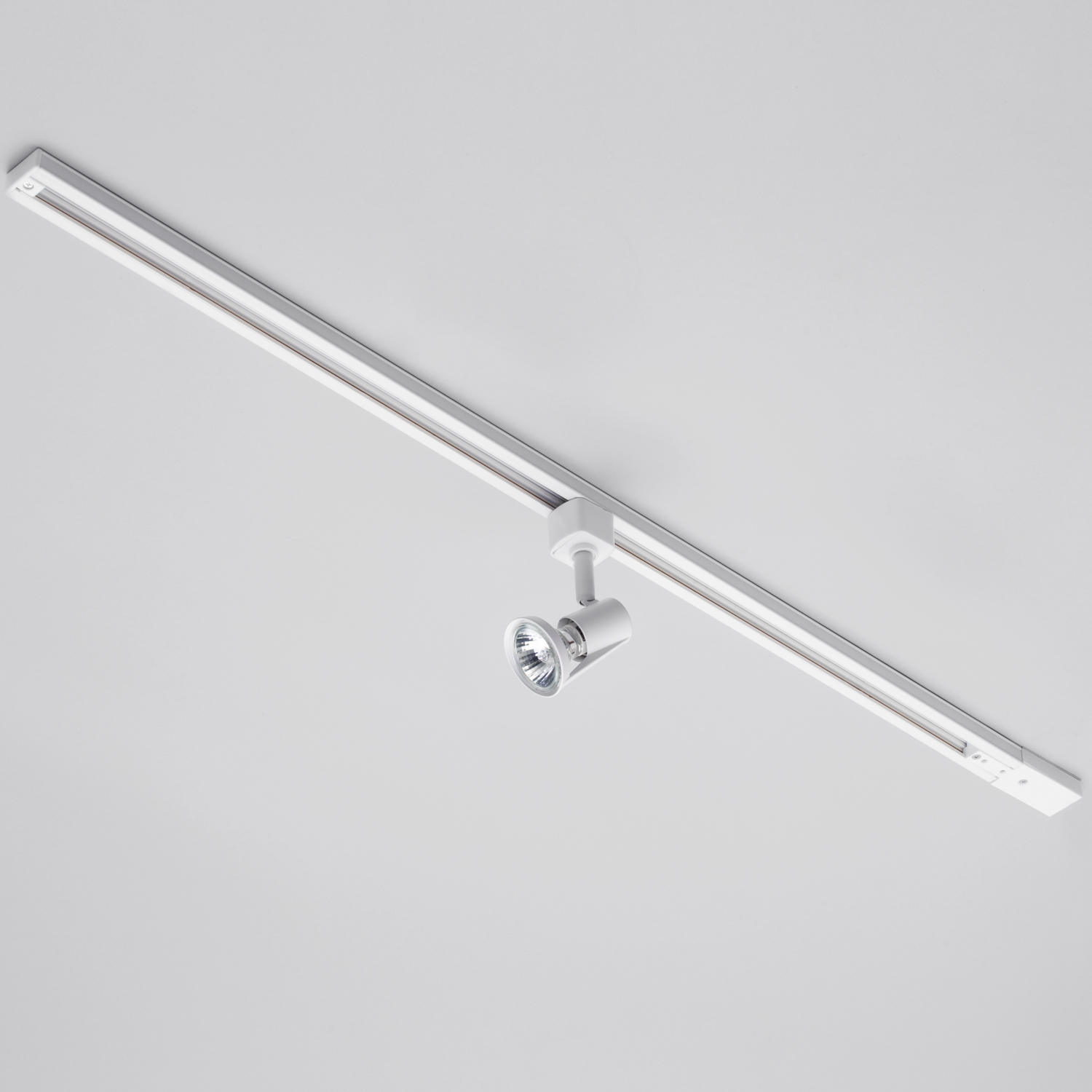 1 Metre Track Light Kit With Harlem Spotlight Heads And Led Bulbs - White 1