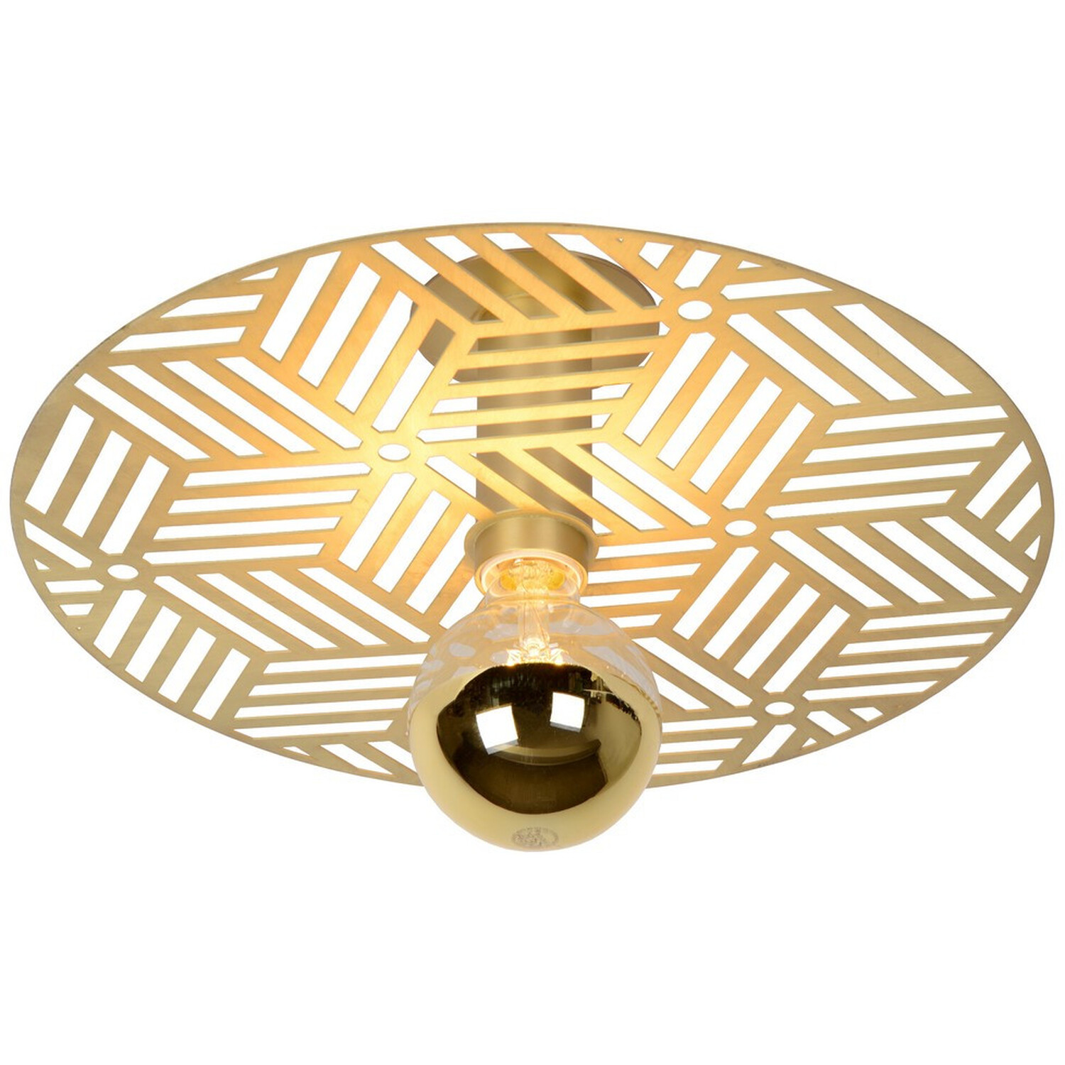 Olenna Retro Flush Ceiling Light Matt Gold Brass - Brass thumbnail