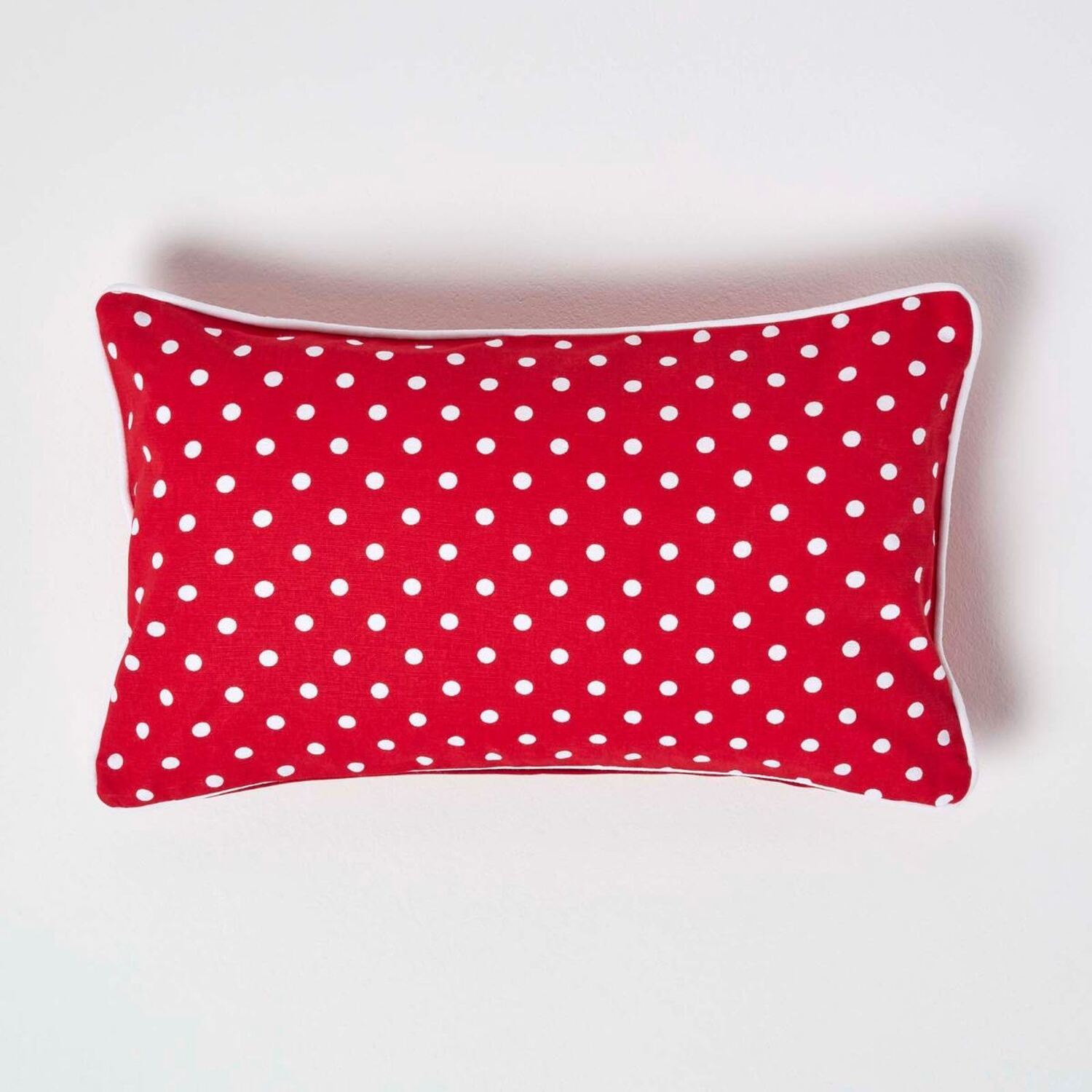 Cotton Polka Dots Cushion Cover - Red / 50cm