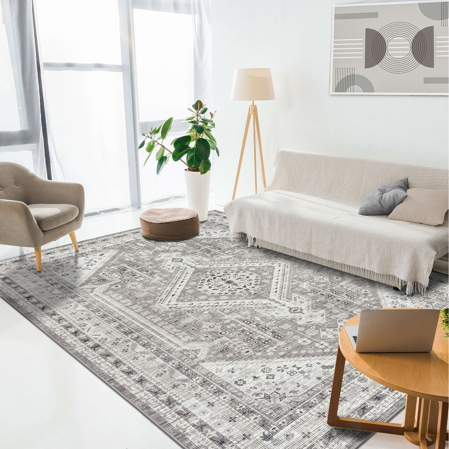 Vernal Senglea Grey Machine Washable Rug