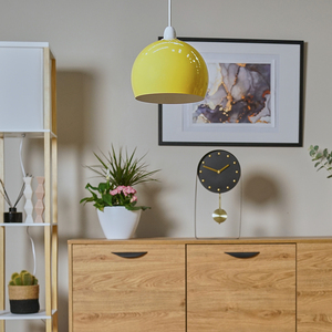 Pair Of Mini Retro Gloss Yellow Arco Style Dome Ceiling Pendant Light Shades