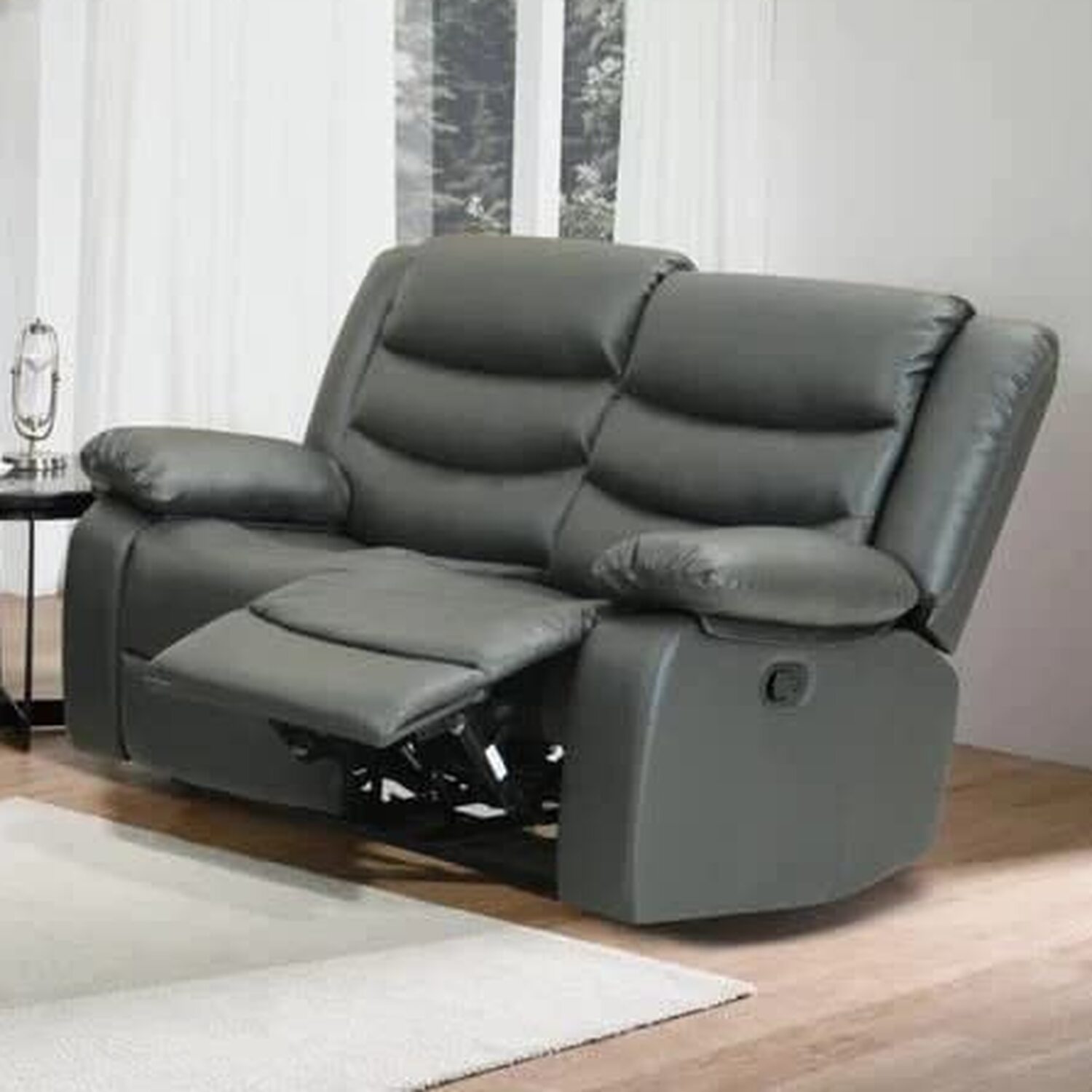 ECO LIVING - Recliner Sofa 2 Seater - Leather Grey thumbnail