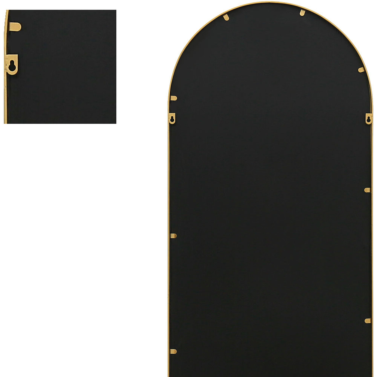 Arcus Window Metal Framed Arched Leaner Wall Mirror - Gold 60cm