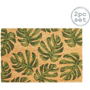Nicola Spring Coir Door Mats - 60 x 40cm - Monstera - Pack of 2