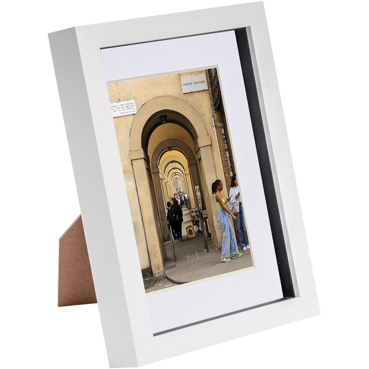 3D Box Photo Frames with 4" x 6" Mounts - A5 (6" x 8") - WhiteWhite - White/White
