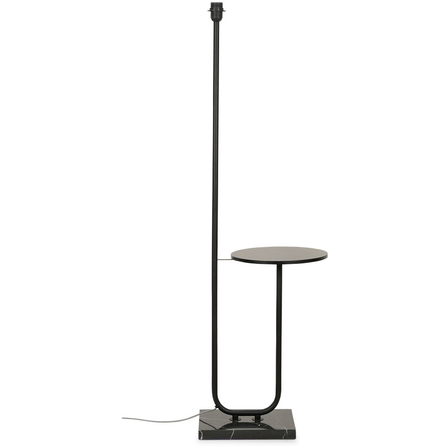 Tavel Matt Black Metal Floor Lamp with Table - Black