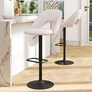 Set of 2 Linen Counter Swivel Height Breakfast Bar Stool