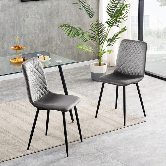Velvet Fabric Dining Chairs Lexi Set of 2   
