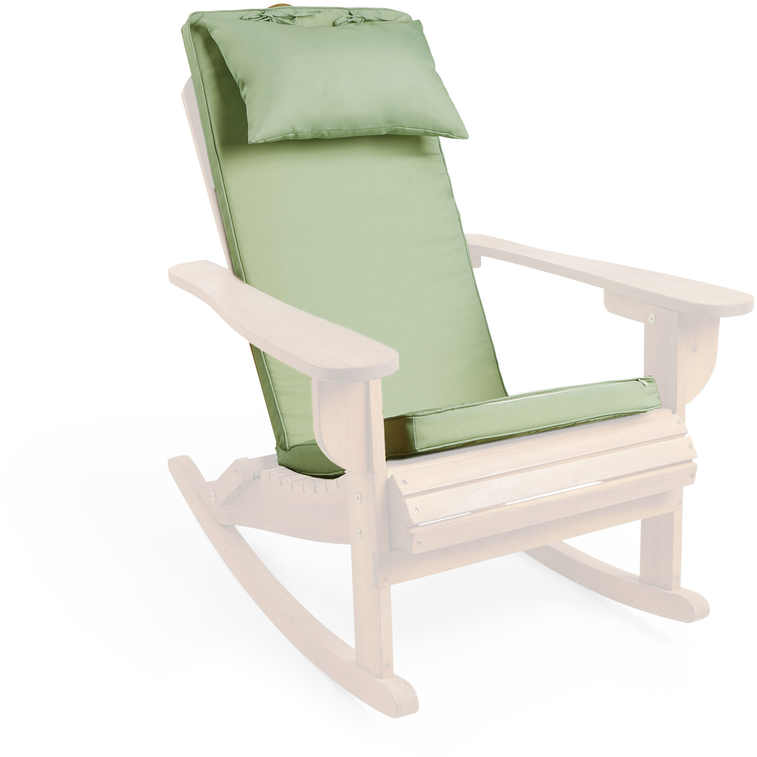 Adirondack Garden Chair Cushion With Ties And Headrest - Green