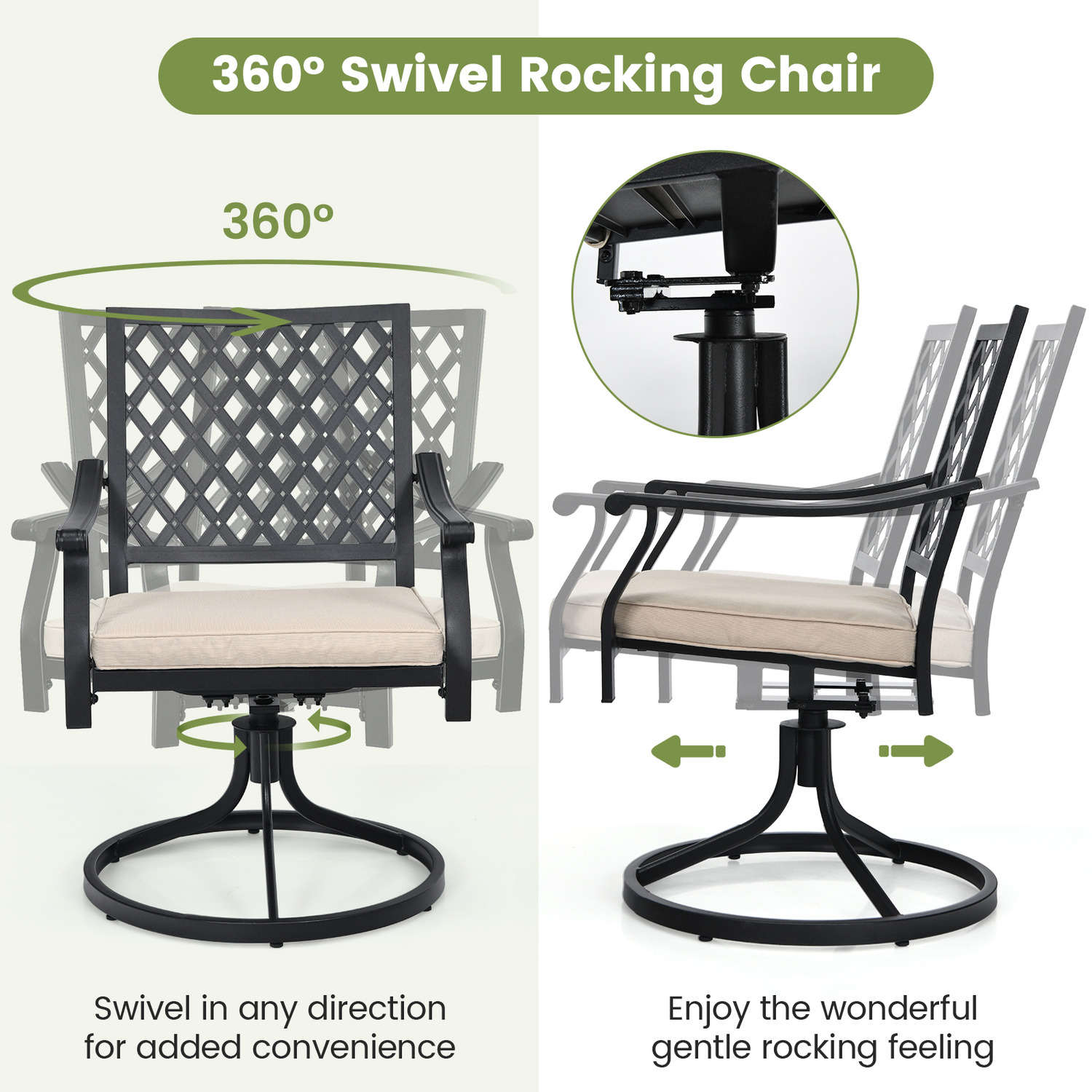2 Piece Patio Bistro Dining Chair Set - Black