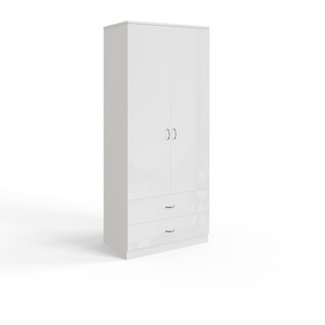 White 2 Door 2 Drawer Combination Wardrobe High Gloss White shot 5416986