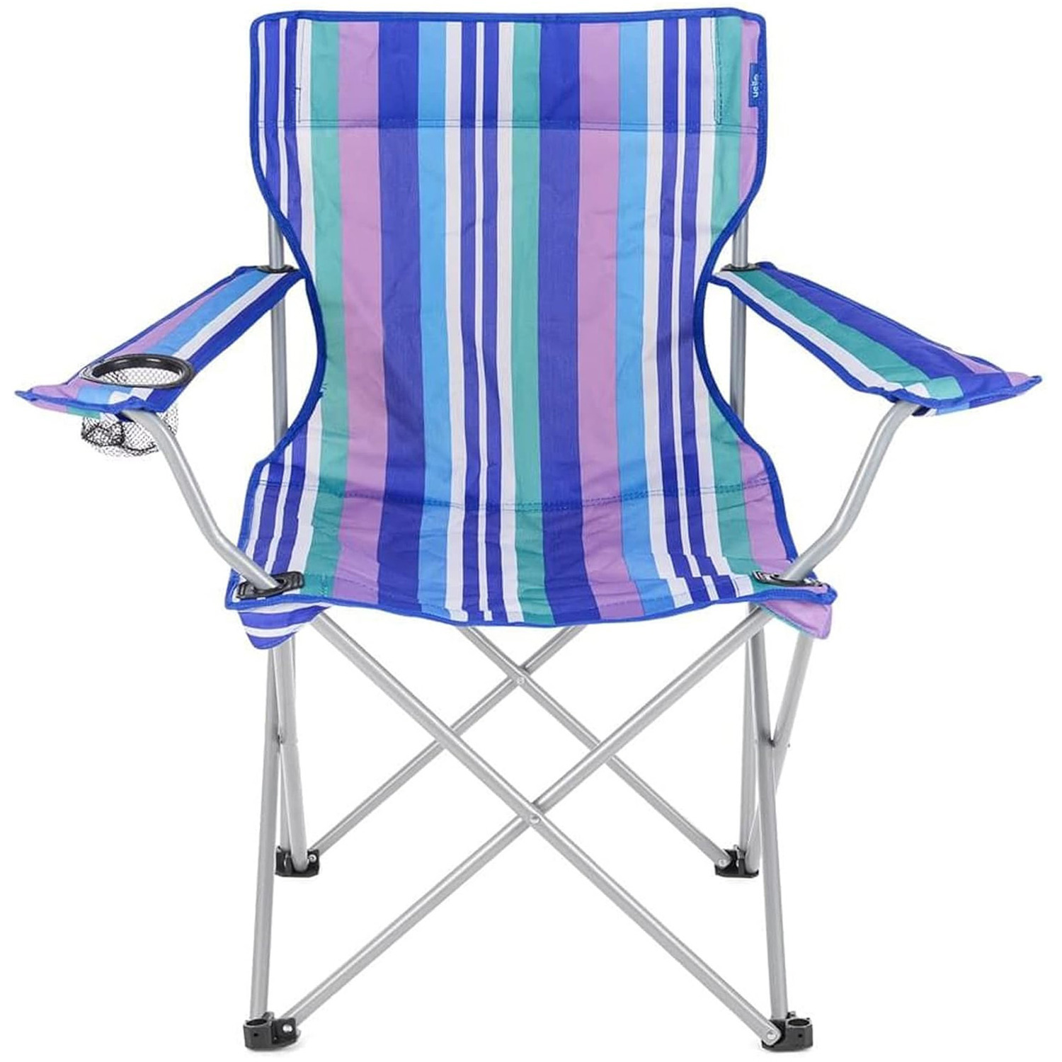 Blue And White Striped Foldable Outdoor Garden Camping Chair - Blue White