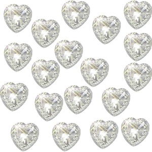 Pack of 40 Clear Silver Heart Gems