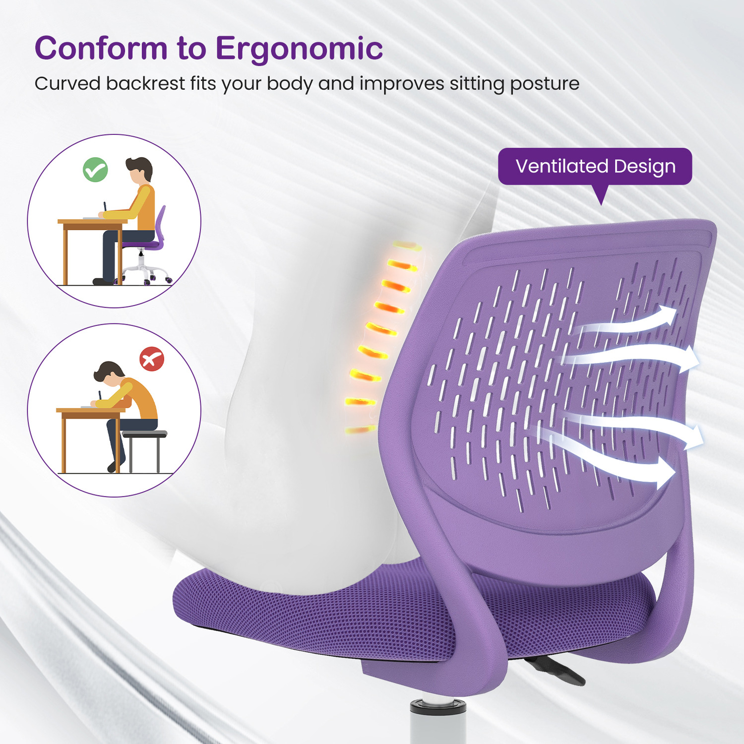 Kids Desk Chair Children Study Chair - Purple