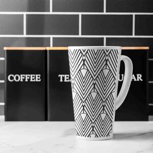 Black Geometric Decoration Latte Mug