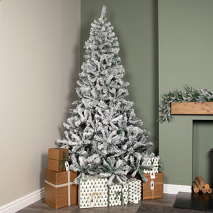 8ft Snow Flocked Artificial Christmas Tree with 1017 Tips