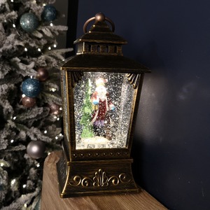 Antique Lantern Glitter Water Spinner with Santa