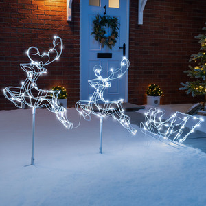 Flying Reindeers and Sleigh Light Up Decoration