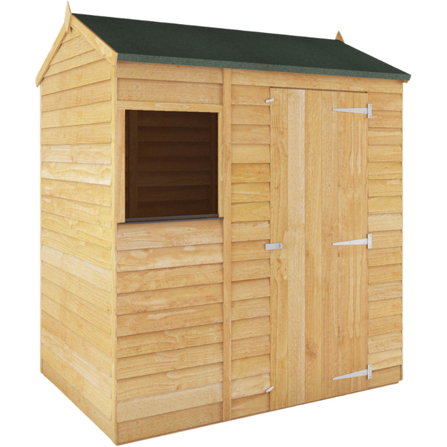 Waltons 6ft x 4ft Wooden Overlap Reverse Apex Roof Garden Storage Shed - Brown