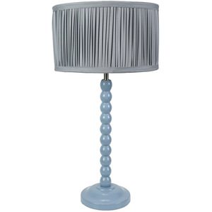 Bobbins Powder Blue Table Lamp with Ruched Pleated Drum Lamp Shade