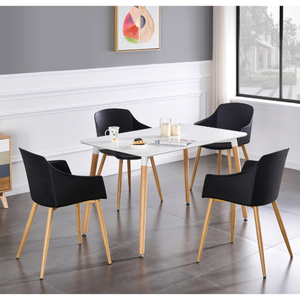 Black Single Eden Plastic Dining Chair with Padded Leather Cushions for Dining Room shot 6826703