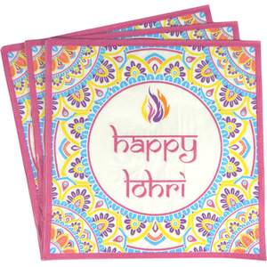 Happy Lohri Party Napkins  Multicolour