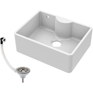 1 Bowl Fireclay Butler Sink Tap Ledge Overflow Waste 595x450x220mm