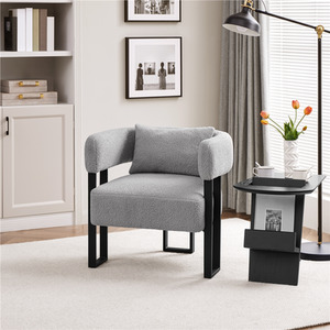 Oversized Armchair with Lumbar Pillow and Metal Legs