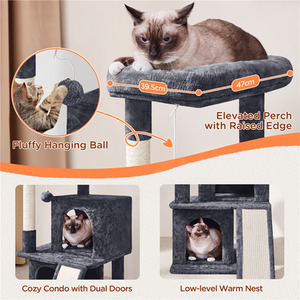 Dark Grey Yaheetech 91cm Cat Tree with Double Condos shot 7237736
