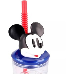 Mickey Mouse 3D Figurine Glass Tumbler With Straw 360ML