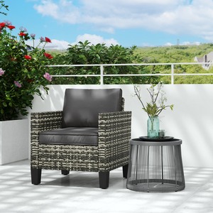 Outsunny Single Rattan Garden Armchair with Cushions