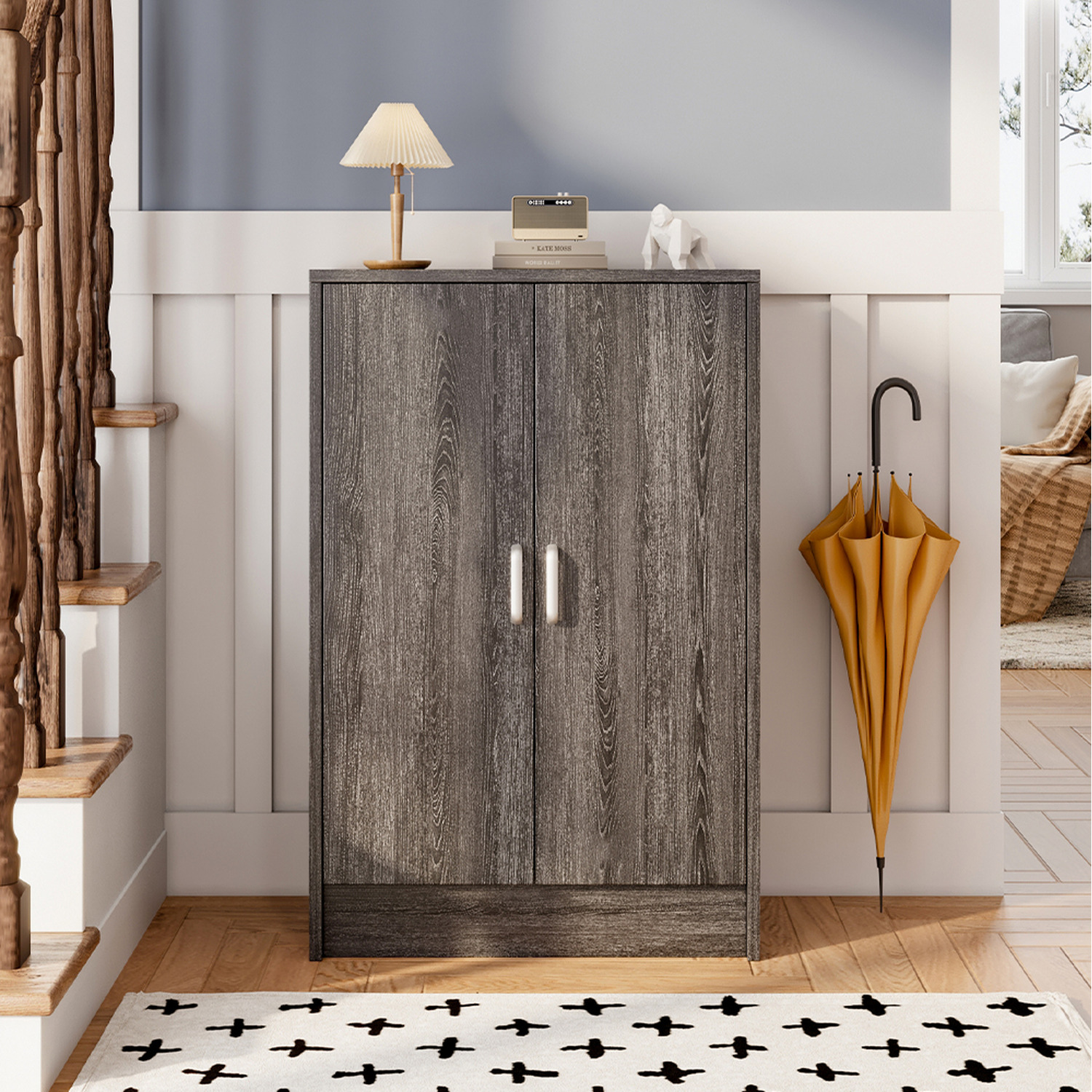6-tier Wooden Shoe Cabinet - Grey